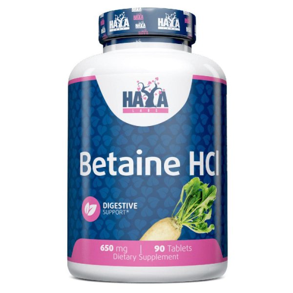 Betaine HCL 650 mg - 90 Tabs.