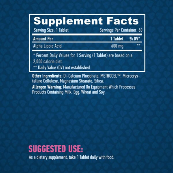 Alpha Lipoic Acid -Time Release- 600 mg. - 60 Tab