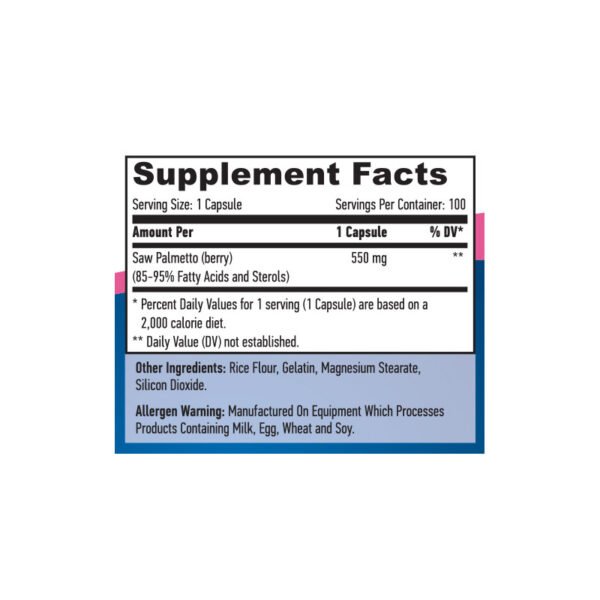 Saw Palmetto 550 mg. - 100 Caps