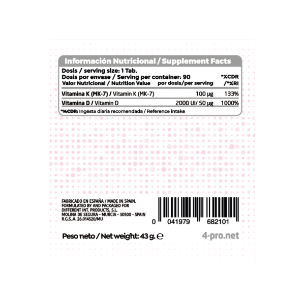 Vitamin D3 2000 IU + K2 - 90 Tabs